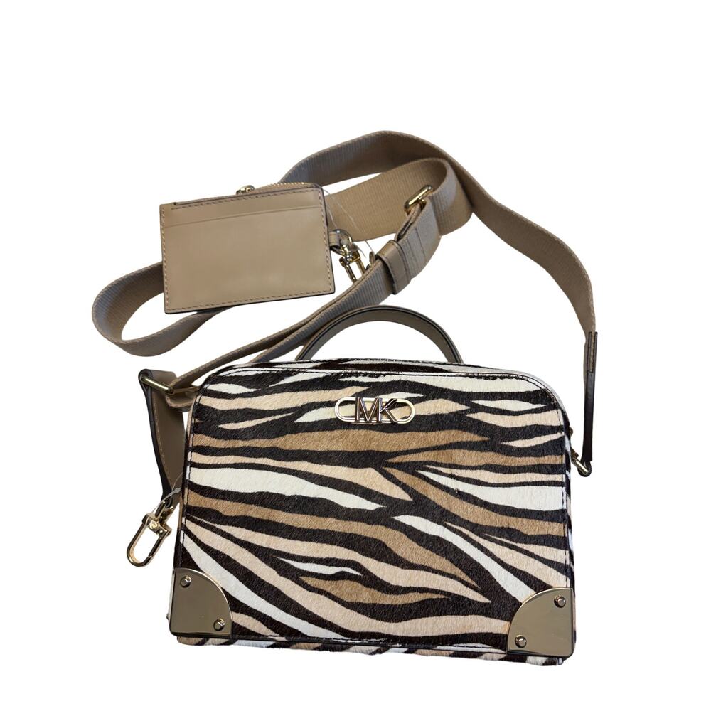 Michael Kors Zebra Haircalf Crossbody Satchel Bag NWT Adjustable Strap - Picture 2 of 10